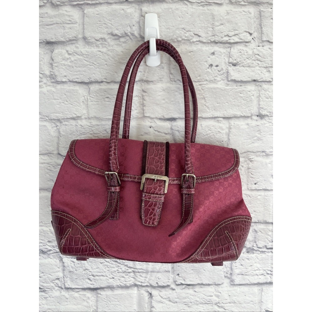 Liz Claiborne Y2K Vintage Pink Faux Crocodile Shoulder Bag Purse